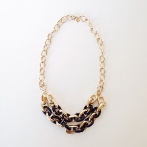 Banana Republic Black & Gold Chunky Chain Statement Necklace